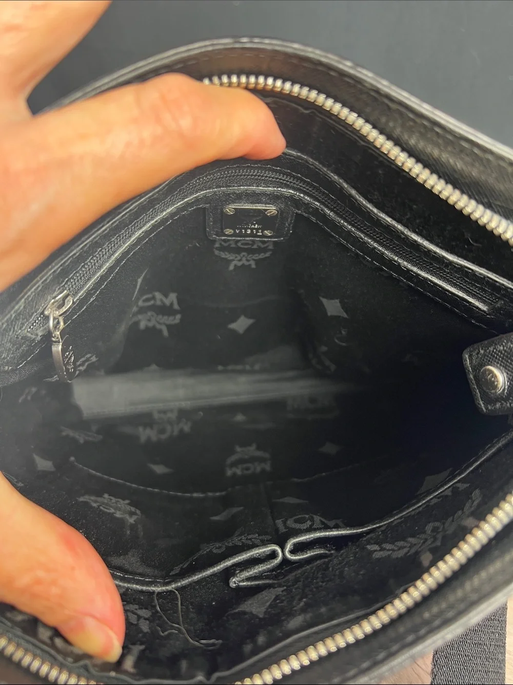 MCM Vintage Black Leather Messenger Bag Made in Korea